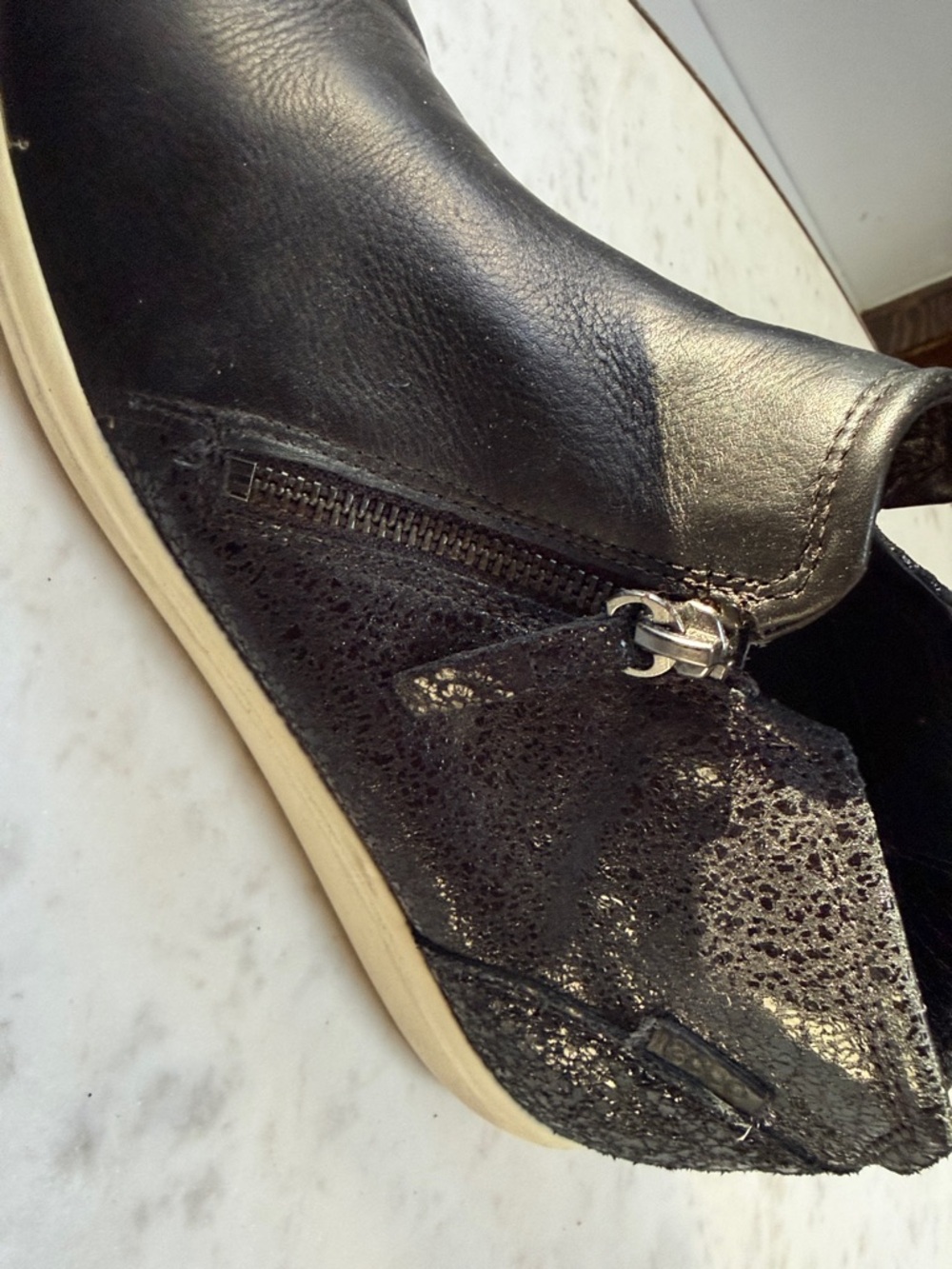Ecco Black Leather Women's Chukka Boots with Side Zip - Picture 6 of 8